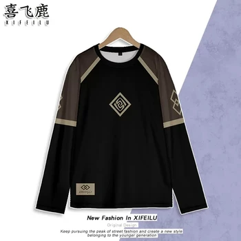 Аниме Genshin Impact Zhongli, Свободная футболка с длинным рукавом, футболка, костюм для косплея, Мужская Женская студенческая блузка, пуловер, Топы, Шорты