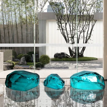 Большая Ландшафтная каменная отделка из прозрачной смолы, вестибюль виллы отеля, Внутренний двор, Скульптура на полу у открытого бассейна