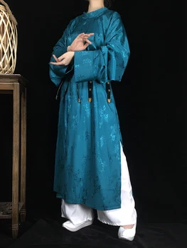 Китайские Традиционные Мандаринские Платья Hanfu Robe Wing-chun Kung Fu Униформа Сплошной Сценический Костюм Для выступлений с Перекрестными Помехами Chinese Tang