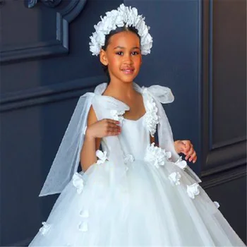 Белая тюлевая кружевная наклейка, Священная шаль, платье цветочницы, бал принцессы, Первое причастие, Детский подарок-сюрприз на День рождения