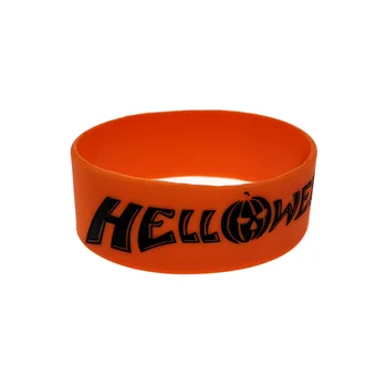 25 шт. силиконового браслета Helloween шириной в один дюйм оранжевого и черного цветов для меломанов