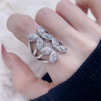 Ювелирные изделия и бриллианты расширенное открывающееся регулируемое кольцо женская простая мода темперамент бриллиант циркон.
