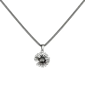 FoYuan Серебряное Цветное креативное ожерелье с подсолнухом, женская простая Корейская версия, ретро-подвеска в виде старого цветка, ювелирные изделия
