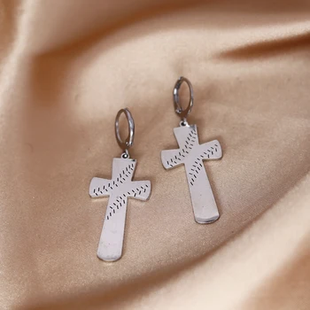 Серьги с крестом CHENGXUN, Религиозные верования, серьги-кольца с крестом Иисуса, простые ювелирные изделия, подарки для вечеринок для мужчин и женщин