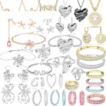 Женский оригинальный ювелирный набор из серебра 925 пробы, ожерелье с бантиком, серьги, кольца, браслеты, подарки разных типов, Новинка