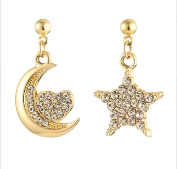 1 пара Хрустальных Серег-Гвоздиков Star Moon Heart Для Женщин, Модные Ювелирные Изделия Для Пирсинга Хряща С Каменной Спиралью, F1628