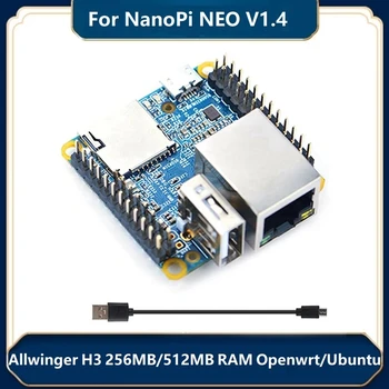 Для Nanopi NEO V1.4 256 МБ Оперативной памяти Allwinger H3 Четырехъядерный Openwrt/LEDE/Ubuntu/Armbian Плата разработки С Наборами кабелей Micro-USB