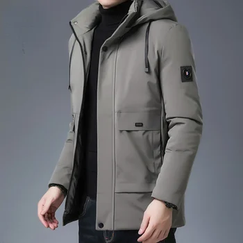 Куртка с подкладкой, мужская зимняя одежда, мужское теплое пальто средней длины, модное утепленное пальто с капюшоном для Jaquetas