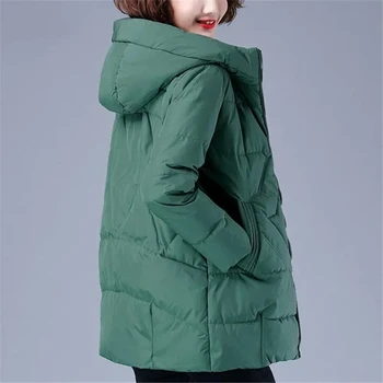 2023 Женская зимняя куртка, новое пуховое пальто средней длины, хлопковая куртка-пуховик, парка с капюшоном, толстая теплая ветрозащитная студенческая повседневная верхняя одежда