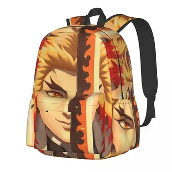 Аниме Рюкзак Demon Slayer, рюкзаки для колледжа Rengoku Kyojuro, женские красивые школьные сумки, красочный Большой рюкзак