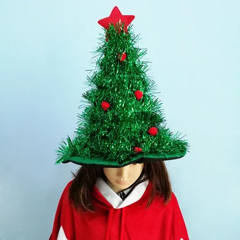 Рождественская елка, шляпа, Луковая проволока, дизайнерские шапки с помпонами, украшение в виде звезды для детей, креативный необычный зеленый, красный, белый цвет