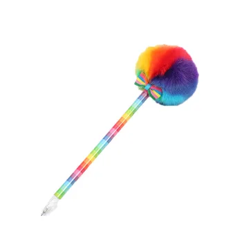 1 Рекламная креативная Симпатичная Цветная Гелевая ручка с плюшевым шариком для школьных канцелярских принадлежностей Фирменная Шариковая ручка высокого качества