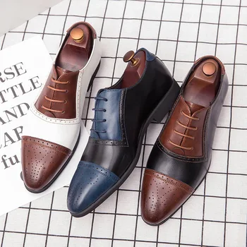 Новые деловые Официальные кожаные туфли, мужские модные повседневные модельные туфли, классические итальянские официальные мужские туфли-оксфорды Zapatos Hombre