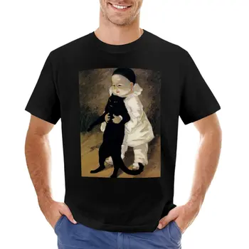 Футболка “Пьеро и кот” Теофиля Стейнлена, футболки kawaii clothes, графические футболки, футболки оверсайз для мужчин