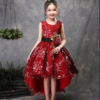 Детское бальное платье принцессы с цветочным узором для девочек, платье-пачка со шлейфом для свадьбы в День Бритья, детские рождественские платья, детская одежда