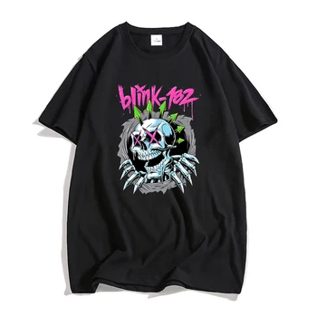 Blink-182 Футболка с принтом в стиле Хип-Хоп, Свободная, 100% Хлопок, Крутая Готическая Футболка, Ретро Футболка С Рисунком, Повседневная Унисекс