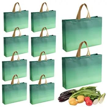 Многоразовые пакеты для продуктов, постепенное изменение цвета, Нетканая многоразовая сумка-тоут, 10 шт., хозяйственная сумка для организации и покупки продуктов
