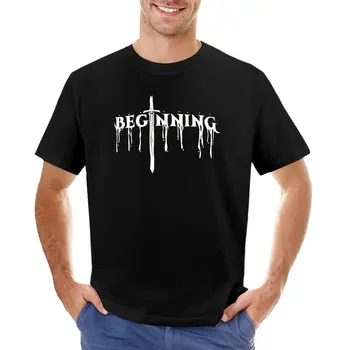 Начало после конца, черно-белая футболка с расплавленным текстом, футболка new edition, мужская футболка