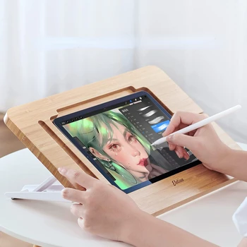Регулируемая под разными углами Складная бамбуковая подставка для iPad с рисунком для iPad 11 дюймов 12,9 дюйма