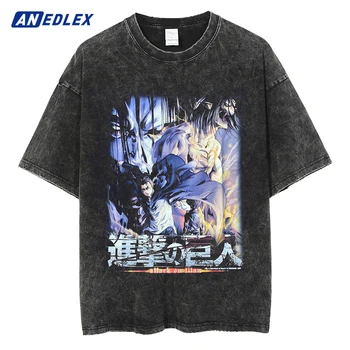Уличная одежда Harajuku, мужская футболка оверсайз, унисекс, винтажная футболка с графическим принтом из японского аниме, летняя хлопковая футболка с коротким рукавом