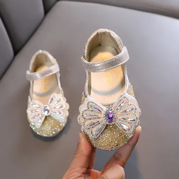 Модные туфли принцессы с жемчугом для девочек, студенческая детская обувь с бантом, вечерние свадебные шоу, осенняя новинка H974