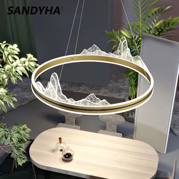 SANDYHA Nordic Creative В форме Снежной Горы Люстры для гостиной Роскошная Кольцевая Светодиодная лампа для спальни Подвесной светильник для столовой