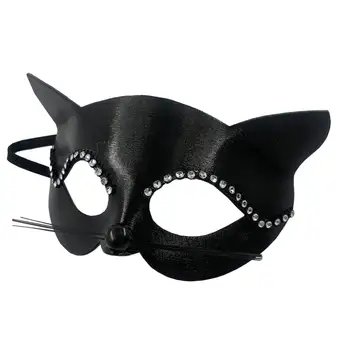 Маска черного кота с усами, маскарадная маска для костюмированного шоу на Хэллоуин