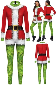 Комбинезон для косплея с зеленым меховым монстром, как украл Рождественский комплект для косплея, карнавальный костюм для маскировки на Хэллоуин, женский Костюм для взрослых