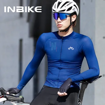 INBIKE MTB Велосипед Джерси С Длинным Рукавом для Мужчин Велосипедная Одежда Велосипедные Мужские Велосипедные Рубашки Road Mountain На Молнии с 3 Карманами