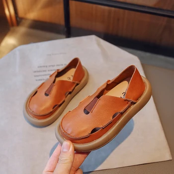 Повседневная обувь для мальчиков 2023 года, новая простая детская обувь с круглым носком, нескользящая, модная повседневная обувь для девочек, однотонная Корейская обувь из искусственной кожи