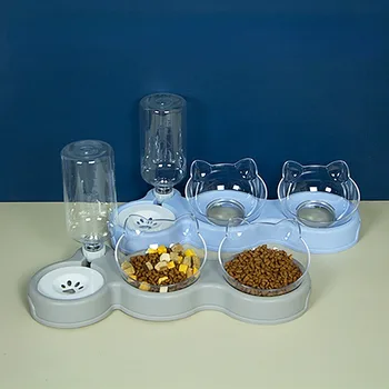 Автоматические поилки для домашних животных, приподнятые миски для кошек и собак, прочная двойная миска для кормления и поения кошек, приподнятые принадлежности для домашних животных