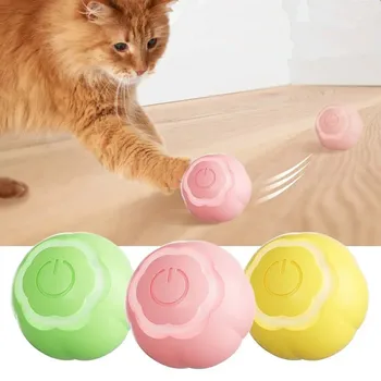 Обновите Умный интерактивный кошачий мяч с 7 цветными светодиодами, бесшумный Прочный Автоматический прокат для котенка, питомца, перезаряжаемой электрической игрушки для кошек, подарка