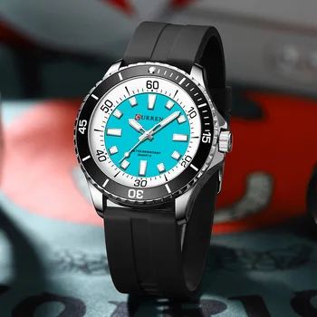 Спортивные часы для мужчин Зеленые светящиеся кварцевые наручные часы Водонепроницаемые Силиконовые часы Мужской Деловой Человек Календарь Циферблат Дисплей Часы