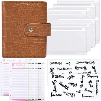 Бюджетный блокнот из искусственной кожи A7 с застежкой-вкладышем, Маленький портативный 6-карманный Дневник-планировщик, блокнот
