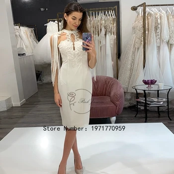 Великолепные свадебные платья на бретелях для женщин 2023, новая модная аппликация, Элегантные свадебные платья длиной до колен, vestido casamento civil.