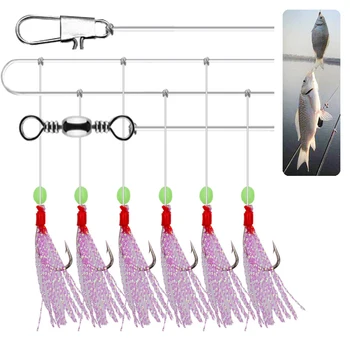 Рыболовные крючки Поднимите свой опыт рыбалки на новый уровень с помощью 6шт струнных крючков Sabiki Rigs со светящимся дизайном