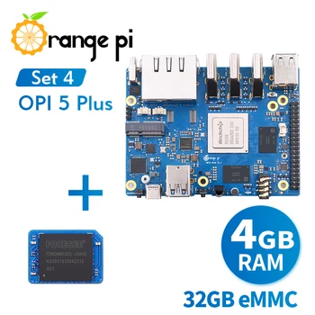 Модуль Orange Pi 5 Plus 4G + 32G EMMC, RK3588 с двумя Портами Ethernet 2,5 G с расширением PCIE, одноплатный Компьютер