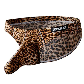 Новые мужские бриджи JOCKMAIL с леопардовым принтом, сексуальное нижнее белье с низкой талией, впитывающее пот, трусы большого размера, дышащие шорты-плавки