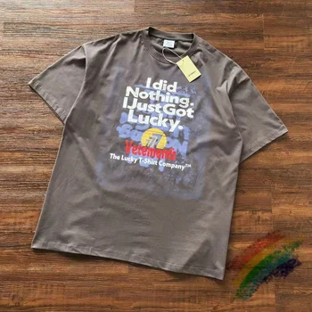 Выстиранная винтажная футболка Lucky Vetements, мужская и женская уличная одежда оверсайз, футболка с логотипом VTM с нечеткими буквами