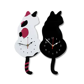 Настенные часы мультяшное акриловое украшение дома гостиная Трясогузка кошка Детская комната креативные настенные часы