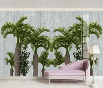 Изготовленная на заказ настенная роспись в виде листьев тропических растений, пальмы, роскошной гостиной, спальни, телевизора, обоев для настенного покрытия