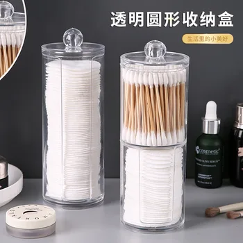 В японском стиле, Прозрачная банка для ватных тампонов, Пылезащитный ящик для хранения, Бытовой Настольный Круговой резервуар для хранения хлопка для снятия макияжа