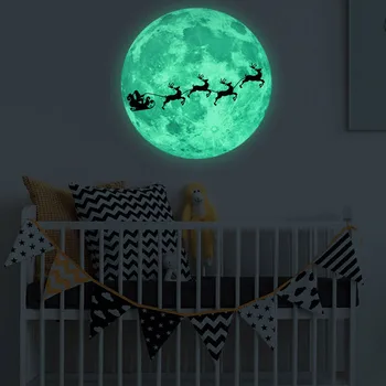 Рождественская светящаяся наклейка на стену, Съемная Домашняя наклейка с Луной, украшение для домашнего декора, гостиной, Пугающая атмосфера, украшение L5