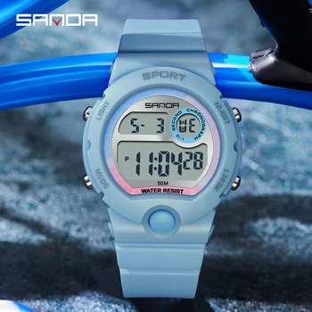 SANDA Модный бренд Военные мужские часы 50 м Водонепроницаемые спортивные часы для мужчин Светодиодные электронные наручные часы Relogio Masculino