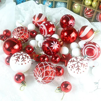 Блестящий новый многоразовый хрустальный прочный Рождественский шар с блестками Шар для Рождественской елки Зеленые Подвесные украшения Красный 42-44 шт.