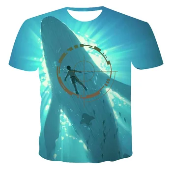 2023 Мужская художественная футболка с 3D принтом кита для мальчиков и девочек, летняя повседневная одежда, простая модная крутая футболка, топ