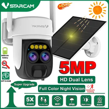 Vstarcam 5MP HD 5-Кратный Зум С Двойным Объективом WIFI Солнечная Камера Наружная Водонепроницаемая Камера С Питанием От Аккумулятора 2way Аудио Цветное Ночное Наблюдение