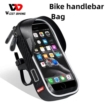 WEST BIKING Водонепроницаемая Велосипедная Передняя Сумка Для Мобильного Телефона Сумка Для Крепления на руль Для 6,5-дюймового iPhone Samsung Phone Mount Cycling Bag