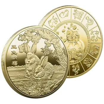 Китайская Монета Year Of The Rabbit 2023 Year Of The Rabbit Монеты Фэн-Шуй Коллекционная Монета Для Денег Удачи Здоровья Богатства