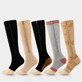 Женские носки Спортивные носки для поддержки ног Компрессионные носки на молнии Эластичные носки для ног Лечение вен на молнии Professional